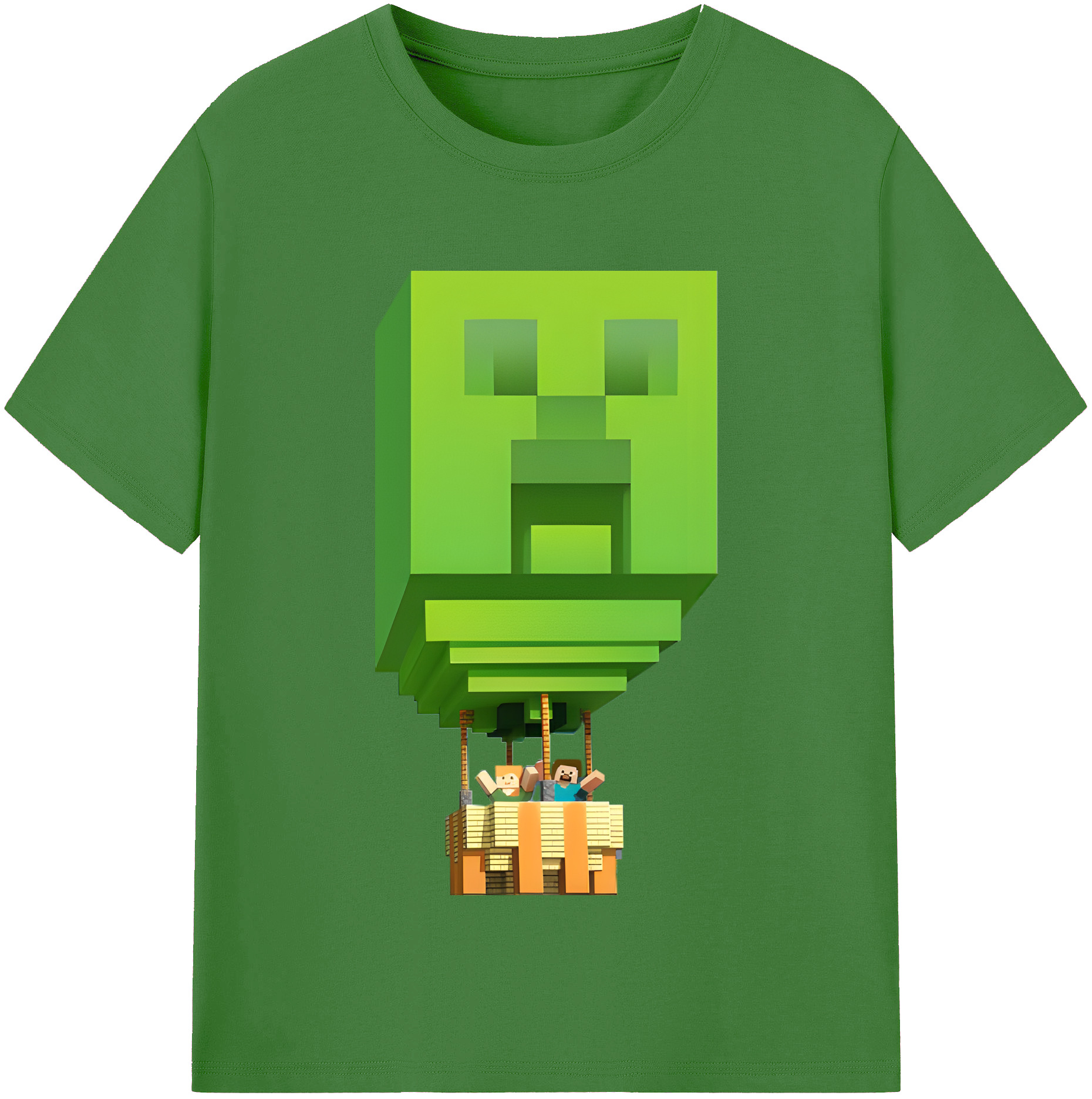 （画像用） マインクラフト ブロックの世界 Minecraft MC Block world レディースカジュアルプリントTシャツ（綿100％）